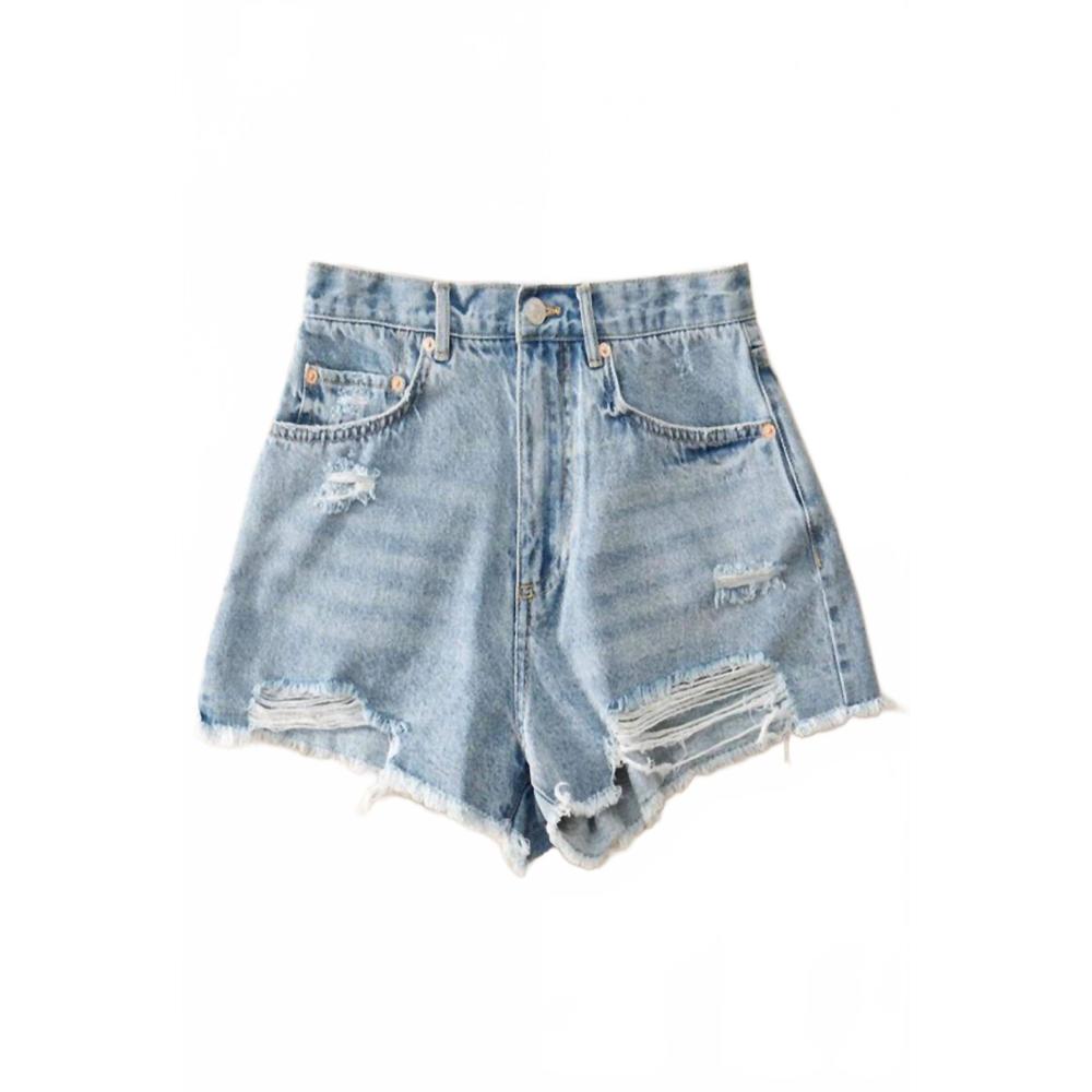 NEW TREND:NOTES women's distressed denim shorts in light wash